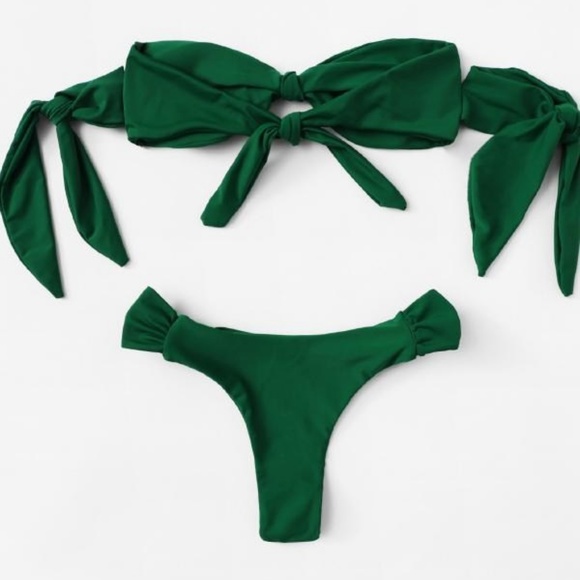 🌸 GreenTie Off Shoulder Bikini - Picture 2 of 2